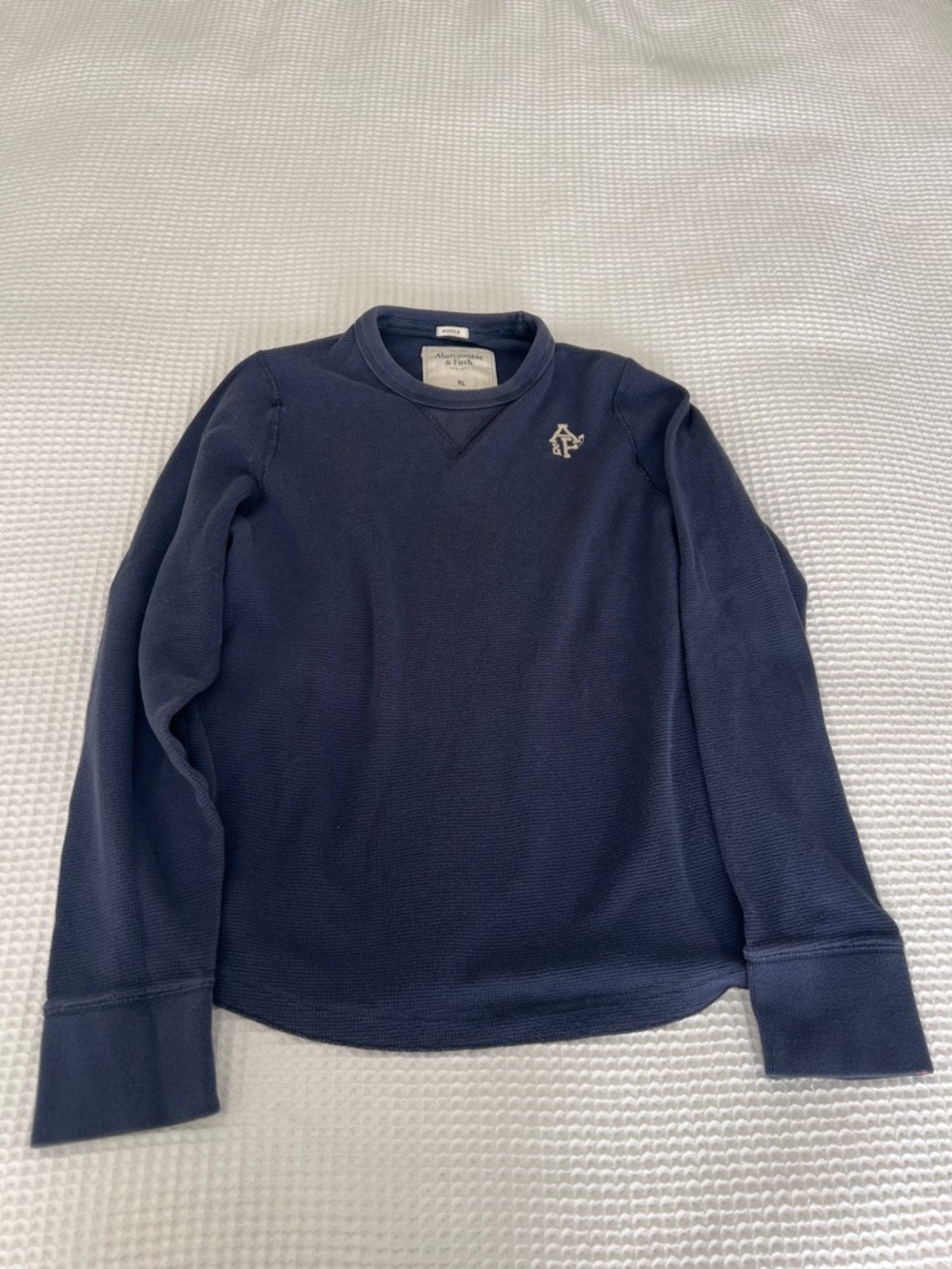 Abercrombie & Fitch Navy Crewneck Sweater with Embroidered Logo